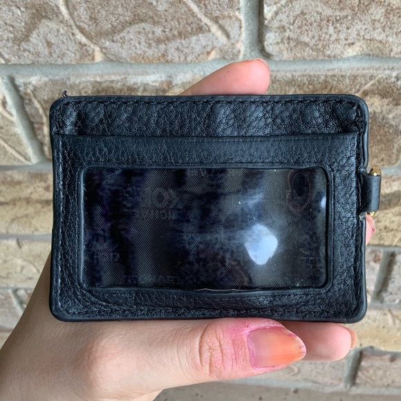 MICHAEL KORS Black Pebbled Leather Card Slim Small ID Sleeve Case Wallet Women’s - Picture 4 of 14